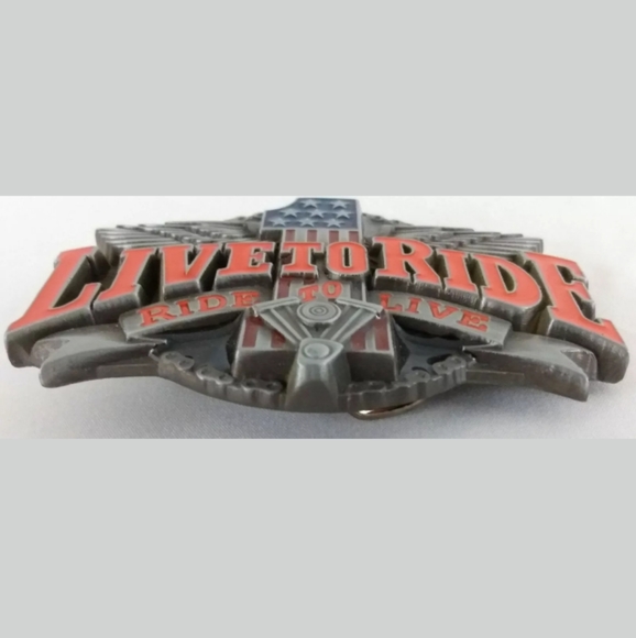 Rebel Stars & Stripes Moto Style Belt Buckle - Picture 3 of 4